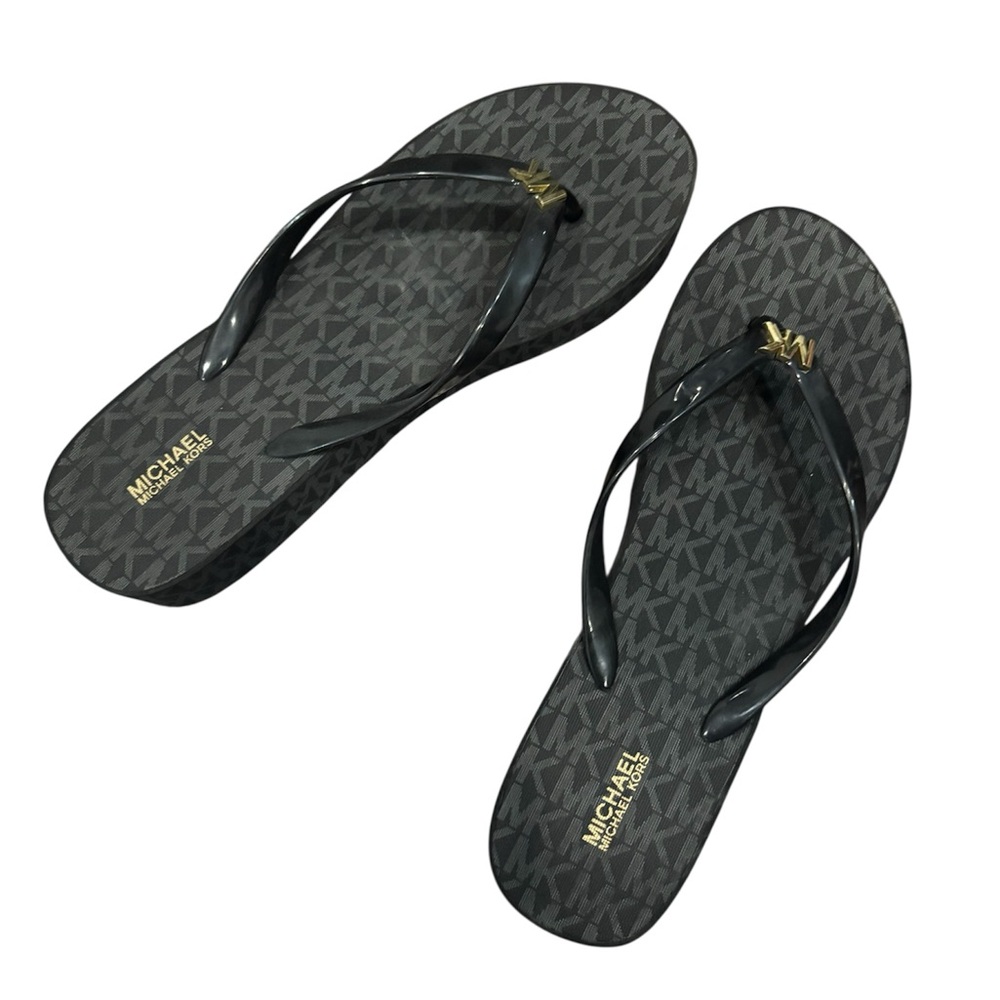 Michael Kors Black Logo Flip Flops